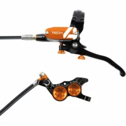 Hope Tech 4 V4 Brake - No Rotor -Outlet Bremser Store Hope Tech 4 V4 Brake No Rotor Disc Brake Callipers Black Orange T4V4CL